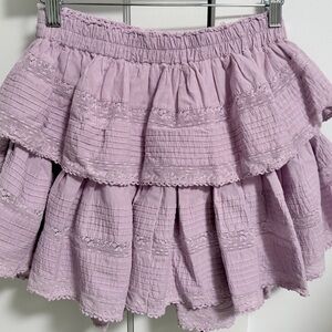 LoveShackFancy Women’s Lavender Tiered Mini Skirt